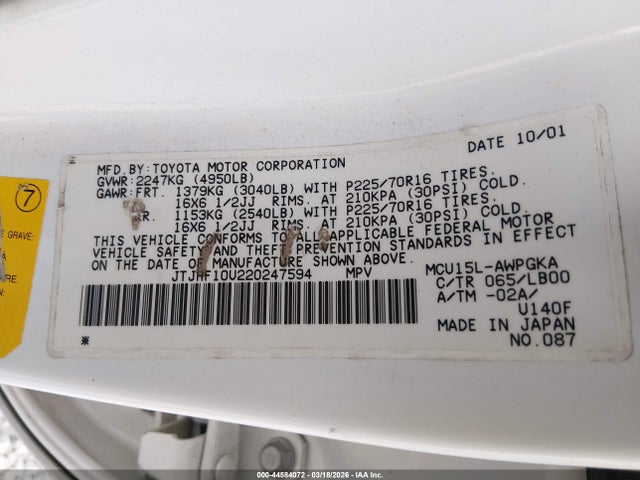 Продажа на аукционе авто 2002 Lexus Rx 300, vin: JTJHF10U220247594, номер лота: 44584072