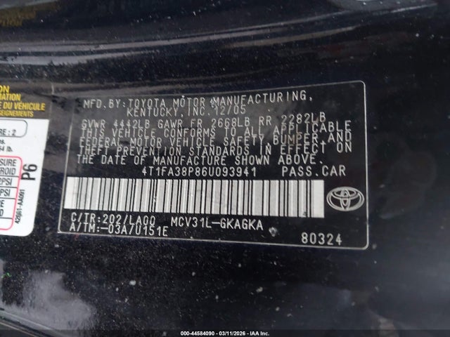 2006 TOYOTA CAMRY SOLARA 4T1FA38P86U093941 Photo 8