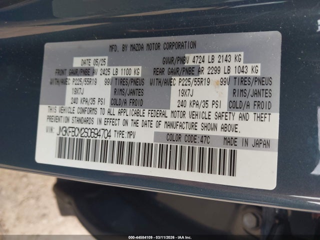 Aukcja sprzedaży 2025 Mazda Cx-5 2.5 S Carbon Edition, vin: JM3KFBCM2S0694704, numer aukcji: 44584109