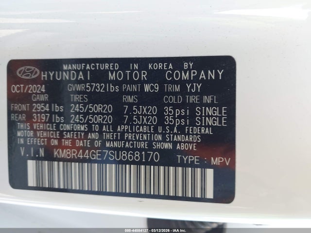 KM8R44GE7SU868170 Hyundai Palisade Sel Premium