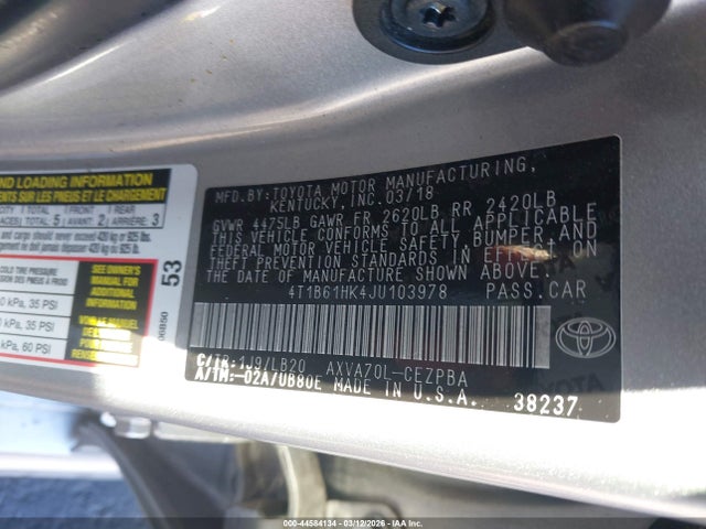 Продаж на аукціоні авто 2018 Toyota Camry Xse, vin: 4T1B61HK4JU103978, номер лоту: 44584134