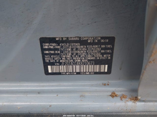 Продаж на аукціоні авто 2019 Subaru Crosstrek 2.0i Premium, vin: JF2GTACC4K8210673, номер лоту: 44584169