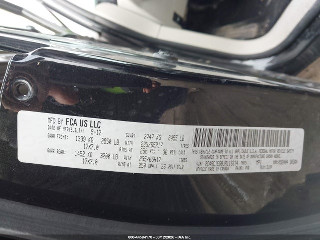 Продаж на аукціоні авто 2018 Chrysler Pacifica Touring L Plus, vin: 2C4RC1EG8JR116614, номер лоту: 44584170