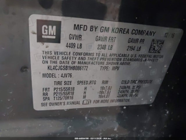 Продаж на аукціоні авто 2017 Buick Encore Essence, vin: KL4CJGSB1HB086172, номер лоту: 44584190