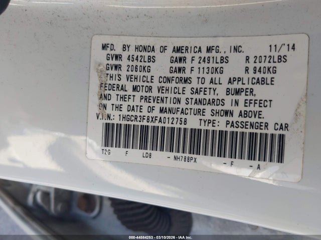 Honda Accord Ex-l V-6 2015 1HGCR3F8XFA012758 Image 9
