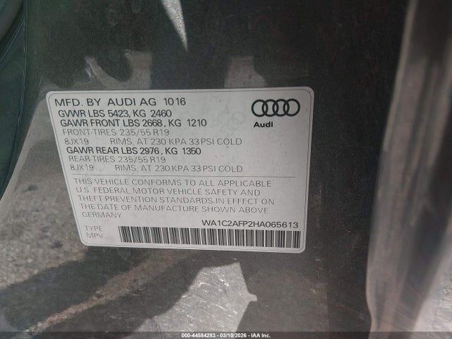 Продаж на аукціоні авто 2017 Audi Q5 2.0t Premium, vin: WA1C2AFP2HA065613, номер лоту: 44584283