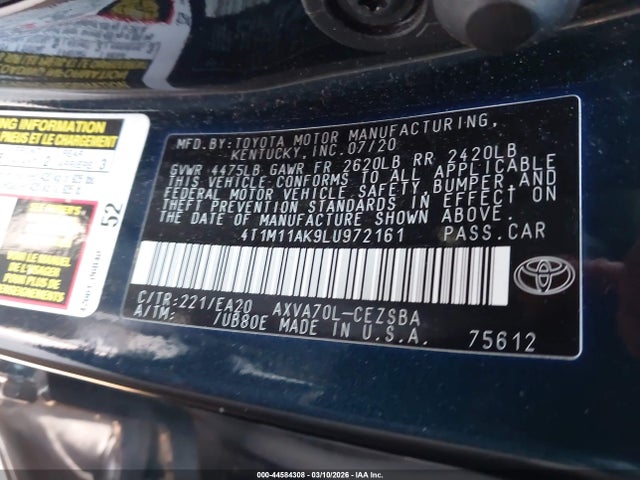 Toyota CAMRY SE 2020 4T1M11AK9LU972161 Image 9