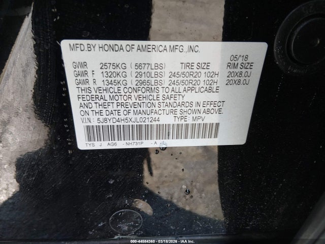 2018 ACURA MDX 5J8YD4H5XJL021244 Photo 8