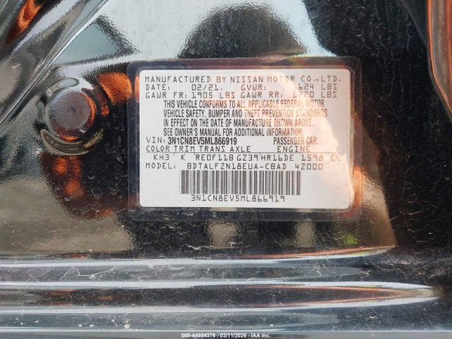 Nissan Versa Sv Xtronic Cvt 2021 3N1CN8EV5ML866919 Image 9
