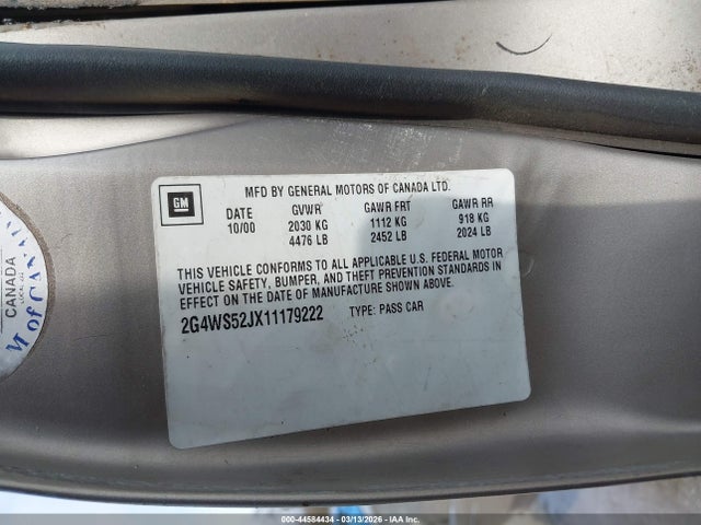 Aukcja sprzedaży 2001 Buick Century Custom, vin: 2G4WS52JX11179222, numer aukcji: 44584434
