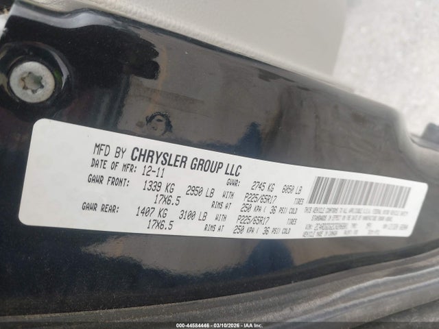 2012 Dodge Grand Caravan Crew მანქანა იყიდება აუქციონზე, vin: 2C4RDGDG2CR206801, აუქციონის ნომერი: 44584446