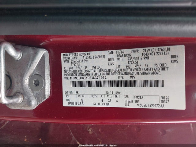 Ford ESCAPE SE 2015 1FMCU9GX9FUA71932 Image 9
