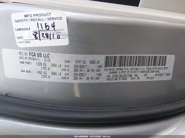 2018 CHRYSLER PACIFICA 2C4RC1BGXJR217304 Photo 8