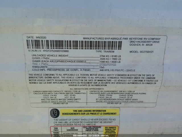 4YDT2752XM3103860 Keystone Other