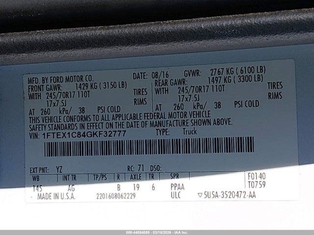 Ford F-150 Xl 2016 1FTEX1C84GKF32777 Image 9
