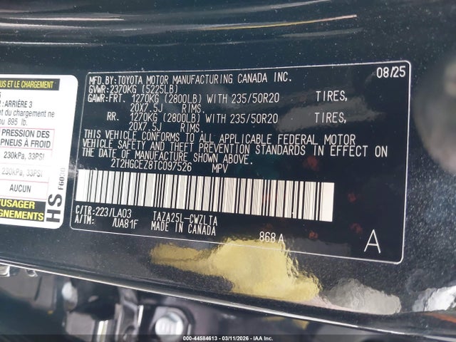 Aukcja sprzedaży 2026 Lexus Nx 350 Luxury, vin: 2T2HGCEZ8TC097526, numer aukcji: 44584613