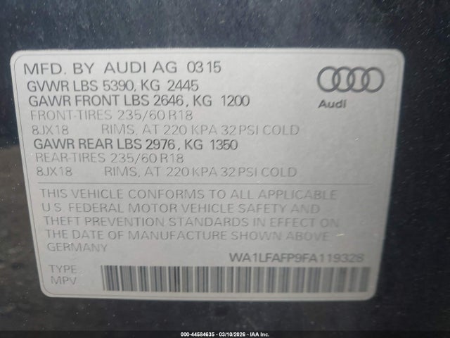 2015 AUDI Q5 WA1LFAFP9FA119328 Photo 8