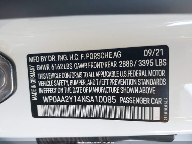 2022 PORSCHE TAYCAN WP0AA2Y14NSA10085 Photo 8