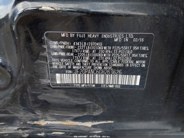 Subaru Crosstrek 2.0i Limited 2016 JF2GPANC6GH263626 Image 9