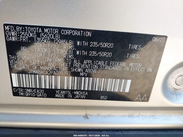 JTMABACA2PA029397 Toyota Bz4x Limited