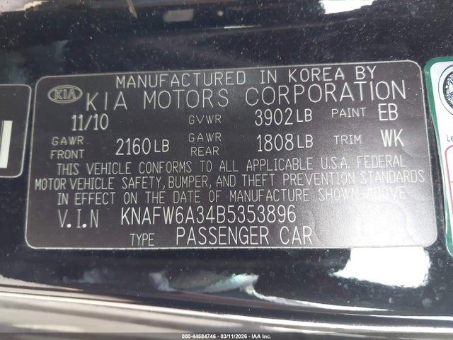 Aukcja sprzedaży 2011 Kia Forte Koup Sx, vin: KNAFW6A34B5353896, numer aukcji: 44584746