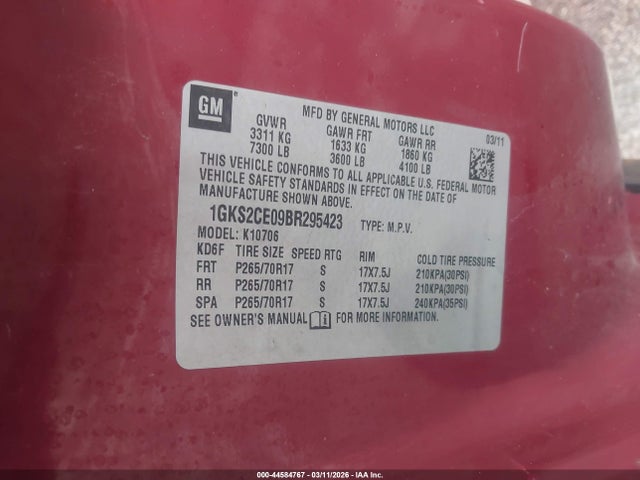Продажа на аукционе авто 2011 Gmc Yukon Slt, vin: 1GKS2CE09BR295423, номер лота: 44584767