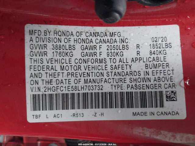 2020 HONDA CIVIC SI 2HGFC1E58LH703732 Photo 8