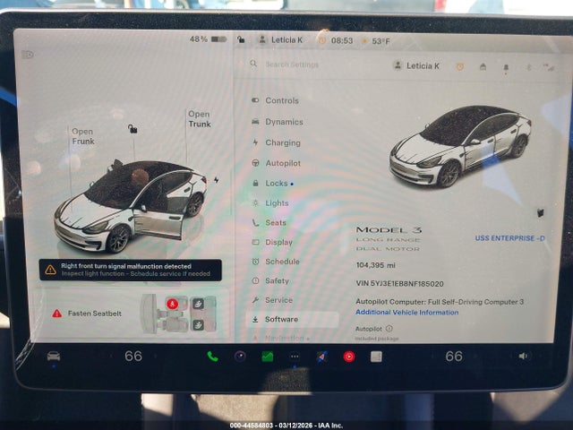 2022 Tesla Model 3 Long Range Dual Motor All-wheel Drive მანქანა იყიდება აუქციონზე, vin: 5YJ3E1EB8NF185020, აუქციონის ნომერი: 44584803