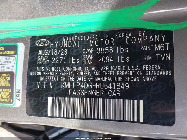 2024 Hyundai Elantra Limited მანქანა იყიდება აუქციონზე, vin: KMHLP4DG9RU641849, აუქციონის ნომერი: 44584849