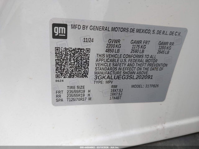 2025 Gmc Terrain Awd Elevation მანქანა იყიდება აუქციონზე, vin: 3GKALUEG3SL202091, აუქციონის ნომერი: 44584863