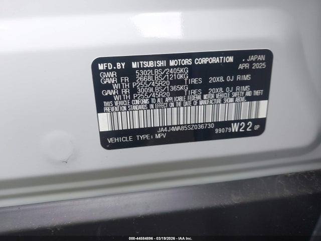 Продаж на аукціоні авто 2025 Mitsubishi Outlander Sel 2.5 S-awc, vin: JA4J4WA85SZ036730, номер лоту: 44584896