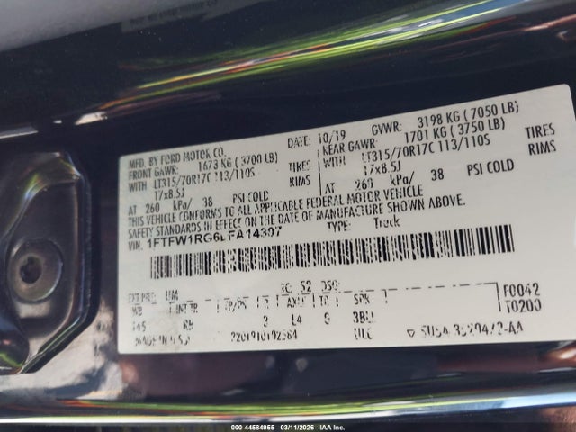 Ford F-150 Raptor 2020 1FTFW1RG6LFA14307 Image 9