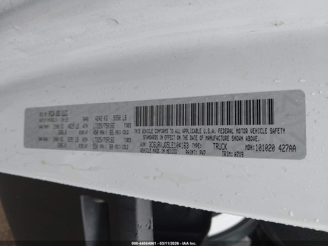3C6URVJG5LE104163 RAM Promaster 3500 Cargo Van High Roof 159 Wb Ext