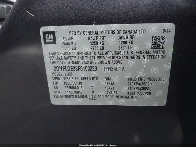 Chevrolet Equinox 2lt 2015 2GNFLGE38F6190229 Image 9
