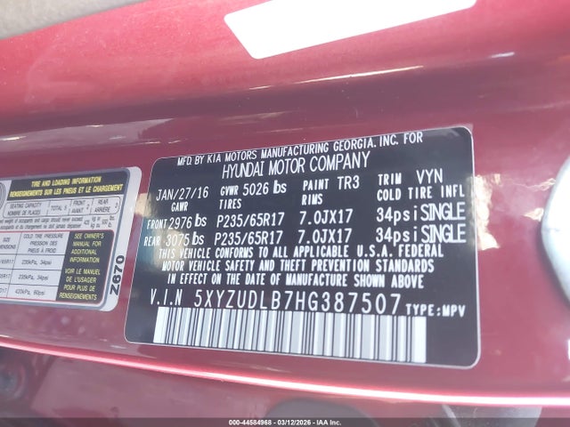Продаж на аукціоні авто 2017 Hyundai Santa Fe Sport 2.4l, vin: 5XYZUDLB7HG387507, номер лоту: 44584968