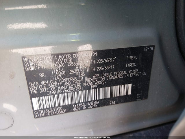 JTMP1RFV6KD507581 Toyota Rav4 Xle