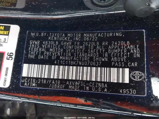 Toyota Camry Le Awd 2022 4T1C11BK7NU070637 Image 9