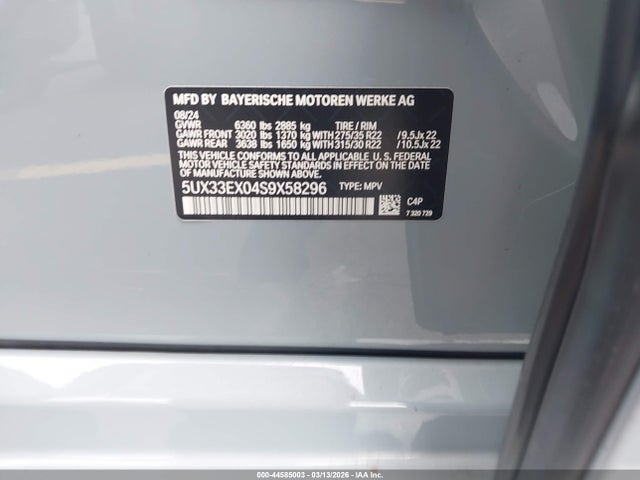 Aukcja sprzedaży 2025 Bmw X6 Xdrive40i, vin: 5UX33EX04S9X58296, numer aukcji: 44585003