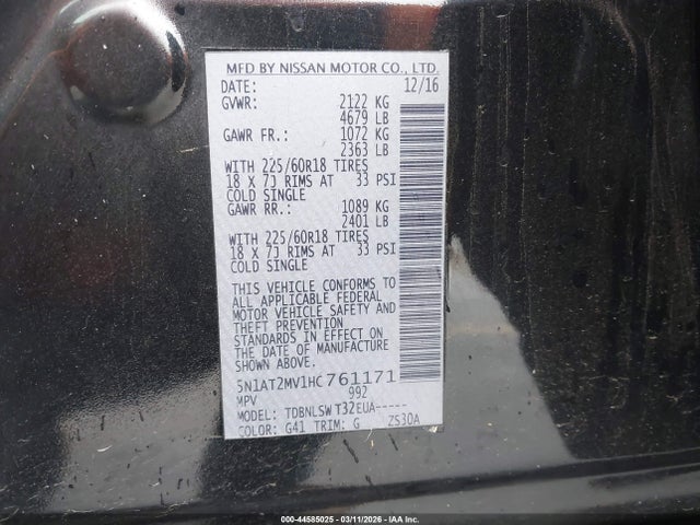 5N1AT2MV1HC761171 Nissan Rogue Sl
