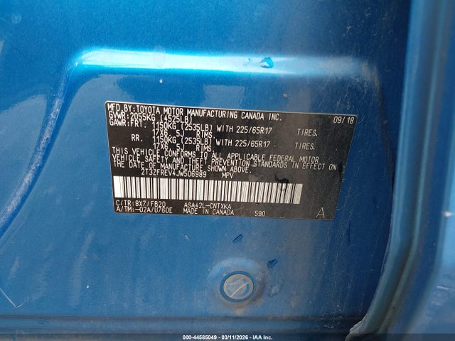 Toyota RAV4 LE 2018 2T3ZFREV4JW506989 Image 9