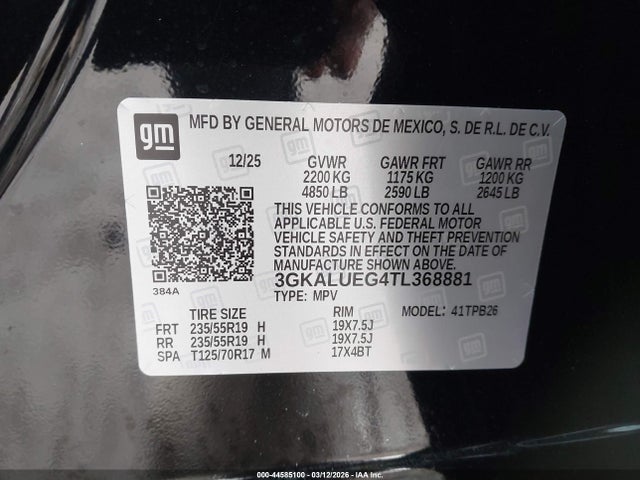 Продаж на аукціоні авто 2026 Gmc Terrain Awd Elevation, vin: 3GKALUEG4TL368881, номер лоту: 44585100