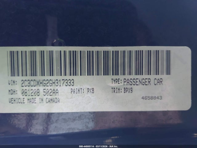 Продаж на аукціоні авто 2016 Dodge Charger Sxt, vin: 2C3CDXHG2GH317333, номер лоту: 44585114