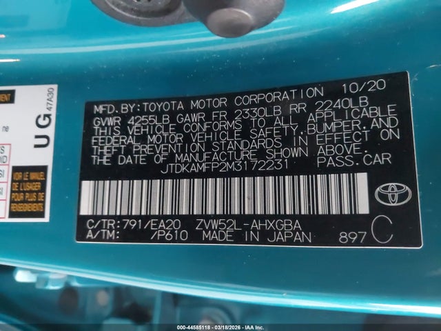 JTDKAMFP2M3172231 Toyota Prius Prime Xle