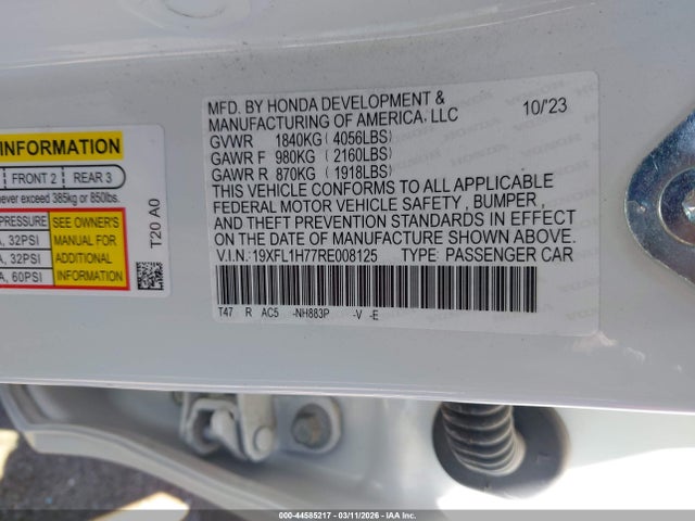 19XFL1H77RE008125 Honda Civic Ex-l