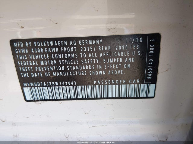 2011 VOLKSWAGEN GTI WVWHD7AJXBW143643 Photo 8