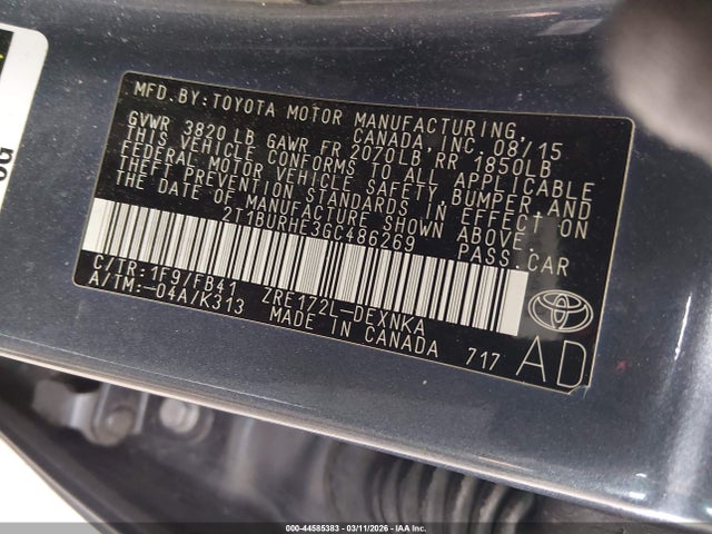 Toyota COROLLA LE 2016 2T1BURHE3GC486269 Image 9