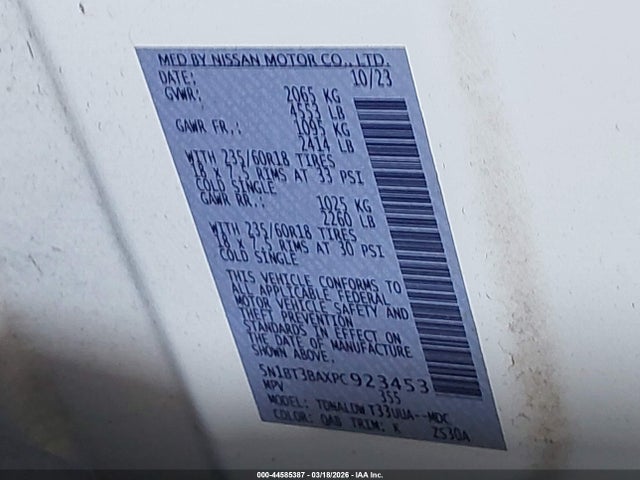 2023 Nissan Rogue Sv Fwd მანქანა იყიდება აუქციონზე, vin: 5N1BT3BAXPC923453, აუქციონის ნომერი: 44585387