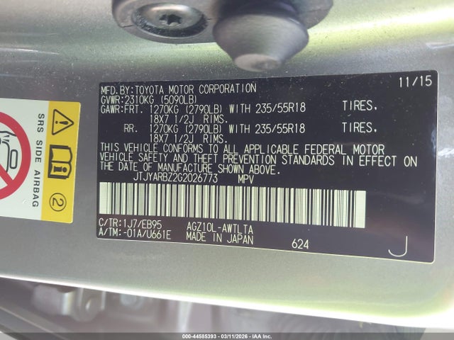 Aukcja sprzedaży 2016 Lexus Nx 200t F Sport, vin: JTJYARBZ2G2026773, numer aukcji: 44585393