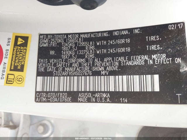 2017 TOYOTA HIGHLANDER 5TDZARFH5HS027676 Photo 8