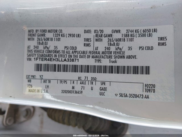 Ford Ranger Xlt 2020 1FTER4EH3LLA33871 Image 9